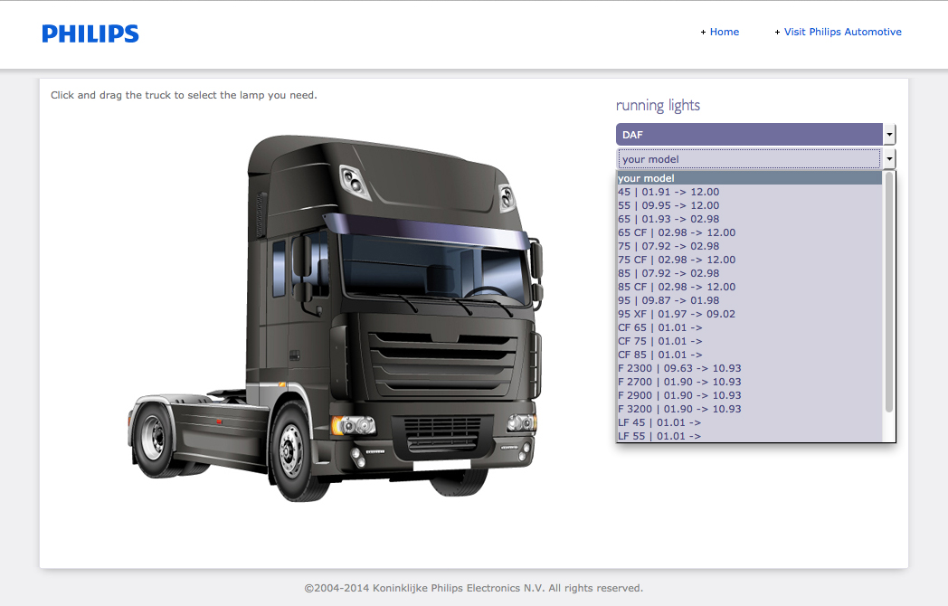 Philips 24V truck lighting application guide - Truck model search